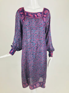 SOLD Vintage Silk Block Print Dress India 1960s