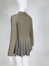 Giorgio Armani Two Tone Knit Swing Cardigan Sweater Taupe & Grey