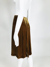 Prada Gold Velvet Pleated Skirt 40