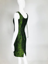 Escada Couture Moss Green Silk Brocade Sheath Dress