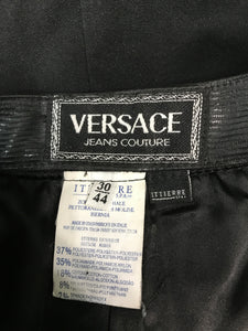 Versace Jeans Couture Black Vinyl & Stretch Fabric Jacket & Skirt 1990s