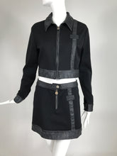 Versace Jeans Couture Black Vinyl & Stretch Fabric Cropped Jacket & Skirt 1990s