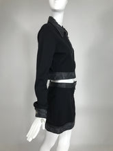 Versace Jeans Couture Black Vinyl & Stretch Fabric Cropped Jacket & Skirt 1990s