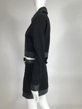 Versace Jeans Couture Black Vinyl & Stretch Fabric Cropped Jacket & Skirt 1990s