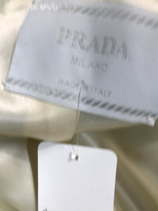 Prada Silver Cream Silk Twining Vine Brocade Coat