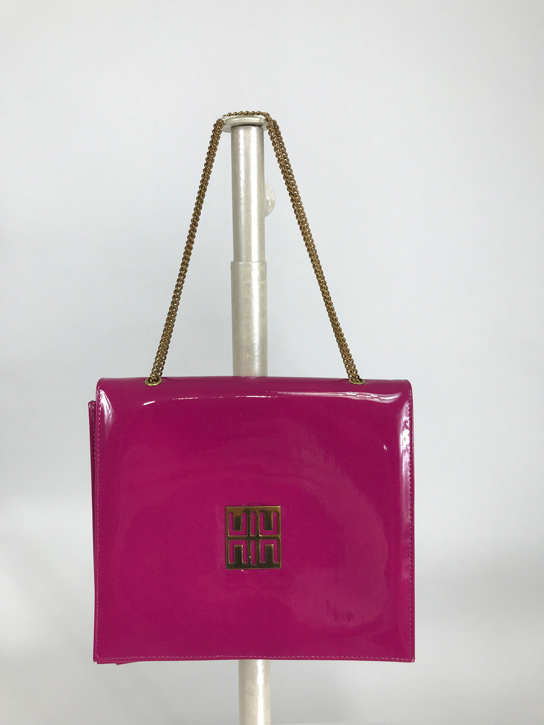 Novelty Pink Patent Leather with Gold Hardware Flap Front Handbag