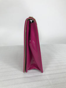 Novelty Pink Patent Leather with Gold Hardware Flap Front Handbag 1960s