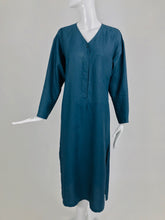 SOLD Vintage Kenzo Paris Teal Linen Dress 1980s