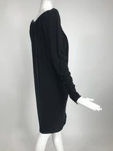 SOLD Yves Saint Laurent Black Peaked Shoulder Drape Wrap Dress