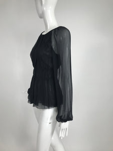 Prada Black Silk Chiffon Blouse