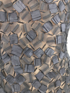 Oscar de la Renta Beaded Black Silk Organza and Feather Cocktail Dress