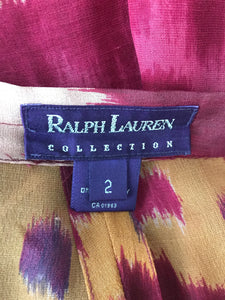 Ralph Lauren Collection Silk Ikat Printed Wide Leg Trouser