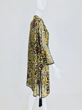 SOLD  Vintage Sheer Black and Gold Woven Tassel Hem Evening Robe 1980s