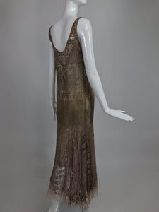 Vintage Gold & Pink Metallic Lace 1920s Dress and Slip
