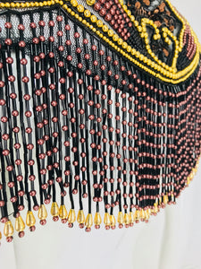 Vintage Heavily Beaded Tulle Fringe Capelet 1970s