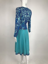 Vintage Averado Bessi Turquoise Print Silk jersey Dress and Belt