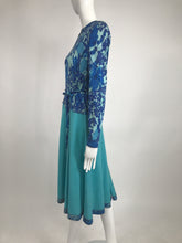 SOLD Vintage Averado Bessi Turquoise Print Silk jersey Dress and Belt