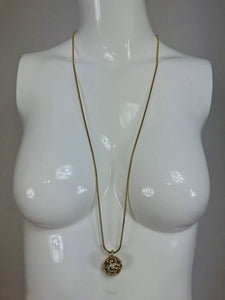 Christian Dior Gold Snake Chain and Rhinestone Orb Drop Necklace