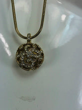 Christian Dior Gold Snake Chain and Rhinestone Orb Drop Necklace