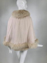 Giorgio Italy Pale Pink Cashmere Cape and Vest with Fox Fur Trim