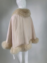 Giorgio Italy Pale Pink Cashmere Cape and Vest with Fox Fur Trim