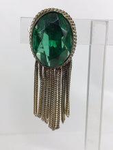 Faux Emeralds with Gold Metallic Fringe Earrings 1950s