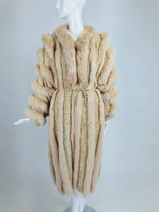 SOLD Vintage Schjelde Pale Pink Tweed and Fox Fur Coat 1980s