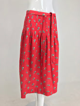 Yves Saint Laurent Red Cotton Provincial Print Skirt 1960s