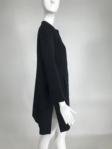 Guy Laroche Paris Collection Black Cloque Coat with Hooks at Front