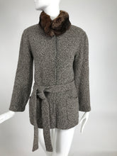 Loro Piana Cashmere Tweed Belted Sweater Jacket with a Chinchilla Collar