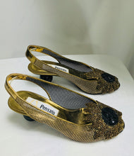 Pensato Ball Heel Beaded Gold Mesh Slingback Shoes 36 1/2
