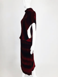 Vintage Mila Schoen Ombre Velvet Open Side Bodice Dress 1980s