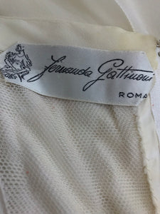 Fernanda Gattinoni Couture Ivory pleated silk chiffon evening gown 1950s