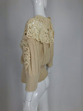 SOLD Vintage Chloe Karl Lagerfeld Cream Silk Lace Chunky Sweater 1980s