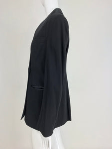 Giorgio Armani Womens Classic Tuxedo Jacket Black Wool and Satin