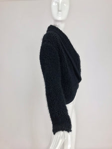 Chloe Black Chunky Knit Shawl Collar Single Button Sweater