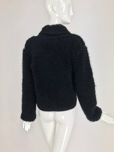 Chloe Black Chunky Knit Shawl Collar Single Button Sweater