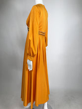 Vintage Plunge V Jewel Empire Waist Maxi Dress in Pumpkin 1970s
