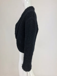 Chloe Black Chunky Knit Shawl Collar Single Button Sweater