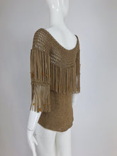 Bronze Fringe Knit Beaded Sweater 1980s