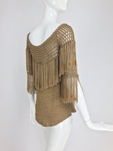 Bronze Fringe Knit Beaded Sweater 1980s