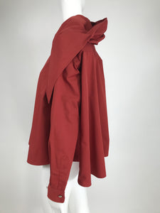 Vintage Romeo Gigli Burgundy Oversize Shirt with Attached Hood Scarf 1980s