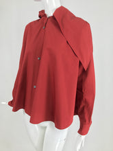 SOLD Vintage Romeo Gigli Burgundy Oversize Shirt with Attached Hood Scarf 1980s