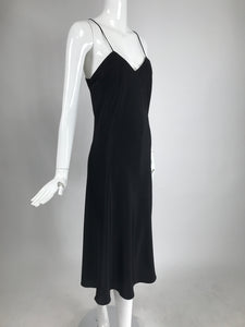 Adolfo Black Bias Cut Silk Slip Dress and Silk Chiffon Cape Set 1970s