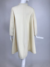 Pierre Cardin 1960s Off White Wool Coat with Metal Toggle Clasps Circle Pocket
