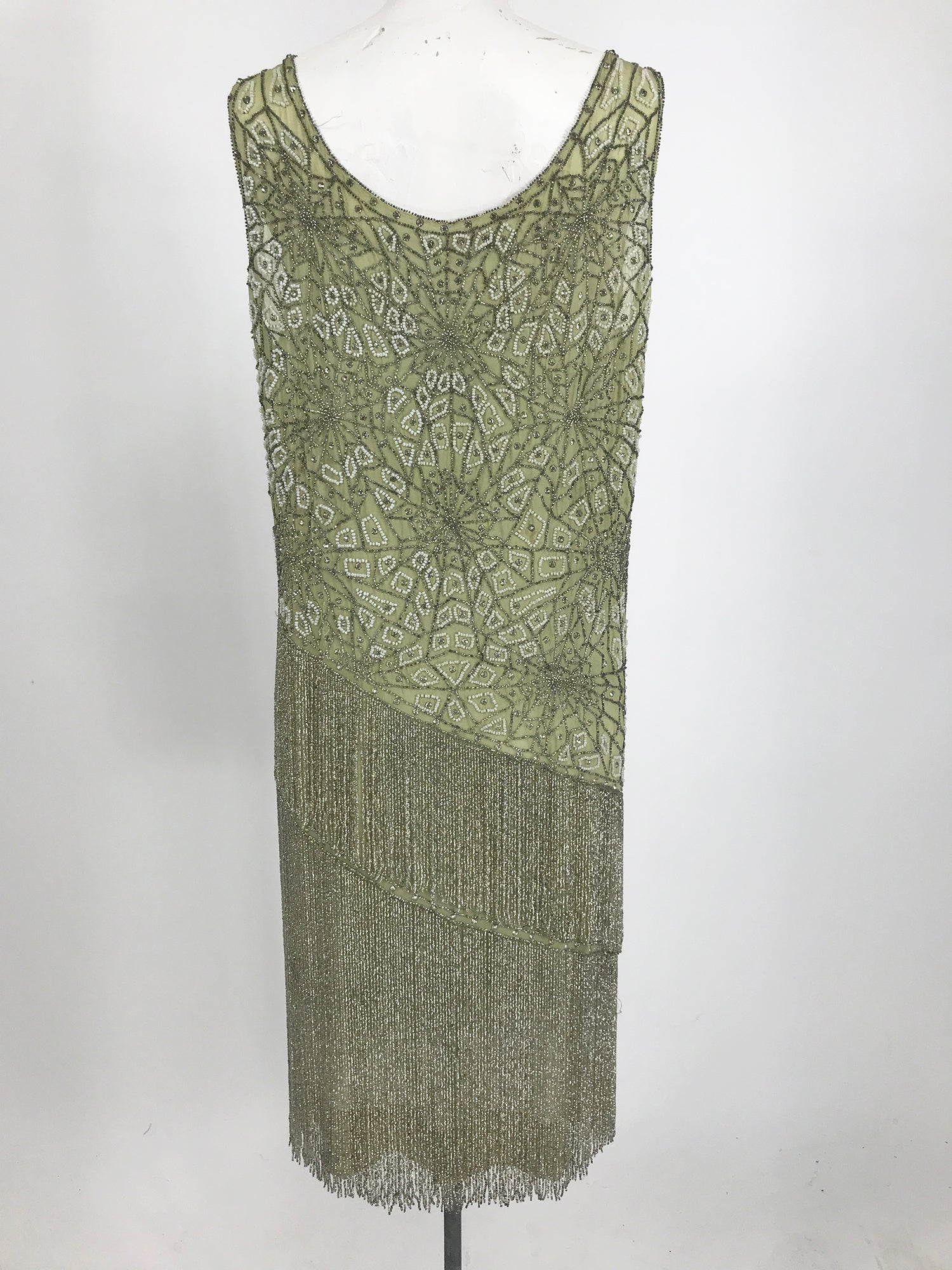 1920s Beaded Spiders Web Flapper Dress in Mint Green Chiffon Vintage Palm Beach Vintage 1920s Beaded Spiders Web Flapper Dress in Mint Green Chiffon Vintage Palm Beach Vintage