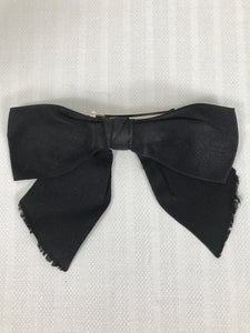 Chanel Black Silk Ribbon Clip on Hair Bow 1980s Vintage