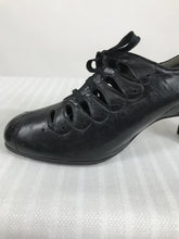 SOLD 1930s Black Leather Tear Drop Lace Up Shoes 9 1/2B