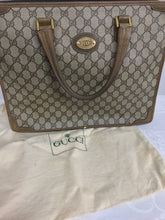 SOLD Gucci Logo Canvas and Leather Tote Bag Lap Top Bag 1970s