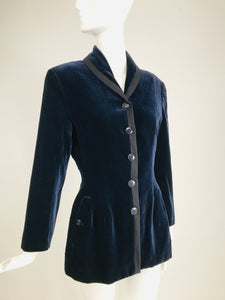 Azzedine Alaïa Blue Velvet Fitted Frock Style Jacket 1980s